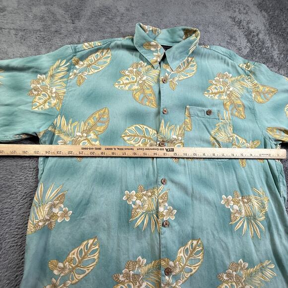 WF Hawaiian Silk Shirt Mens XL Button Up Light Blue Tropical Print Relaxed - Picture 7 of 7